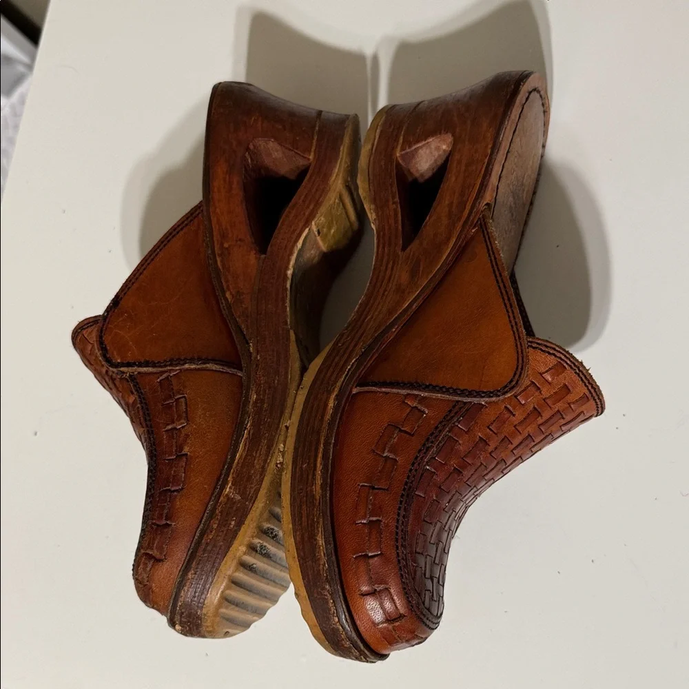 Brown Leather Women's Clogs - Picture 6 of 16